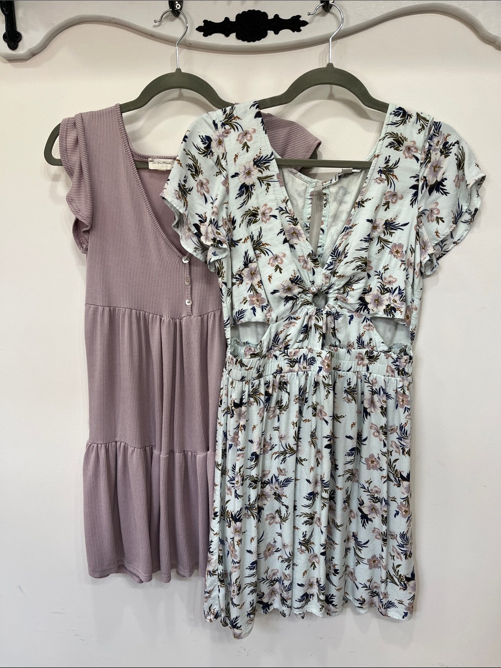 See You Monday Mauve Tiered Dress & american Eagle Floral Cutout Dress